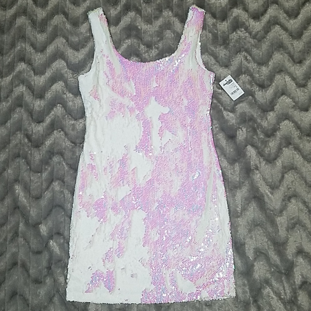 Charlotte Russe White Pink Sequin Mini Dress